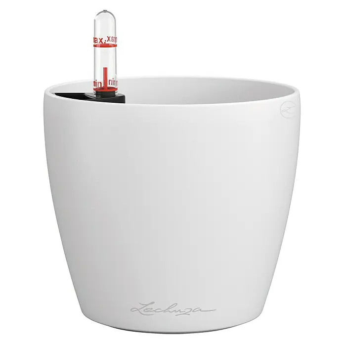 Lechuza Classico Pflanztopf Color - Außenmaß (Ø x H): 13,2 x 11,8 cm, Kunststoff, Weiß - Weißer Selbstbewässerungstopf mit sichtbarer Wasserstandsanzeige.