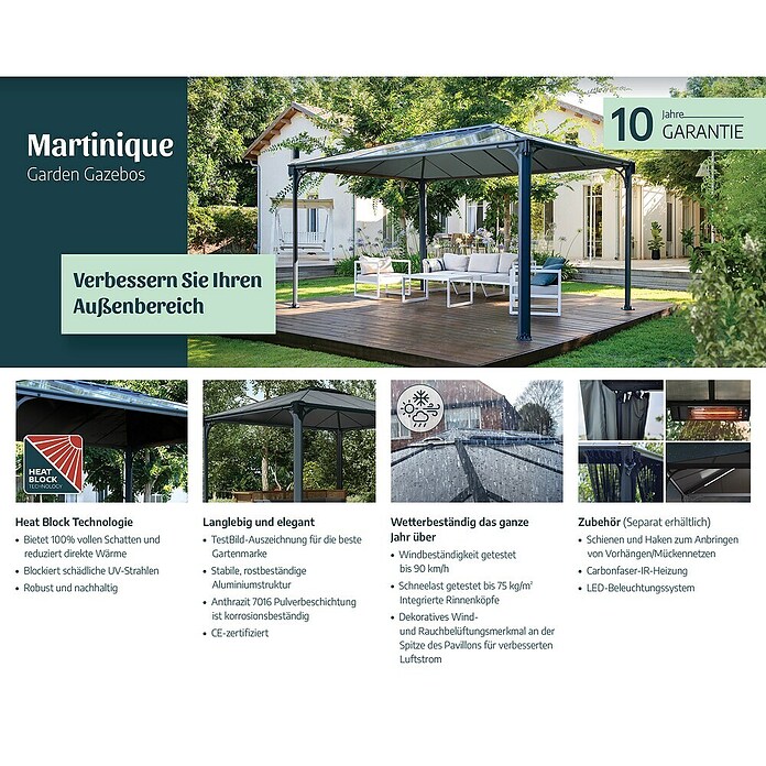 Palram Pavillon Martinique 5000 (L x B: 492 x 359 cm, Bronze)