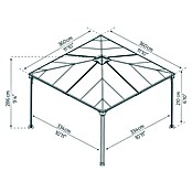 Palram Pavillon Palermo 3600 (3,6 x 3,6 x 2,95 m, Anthrazit)
