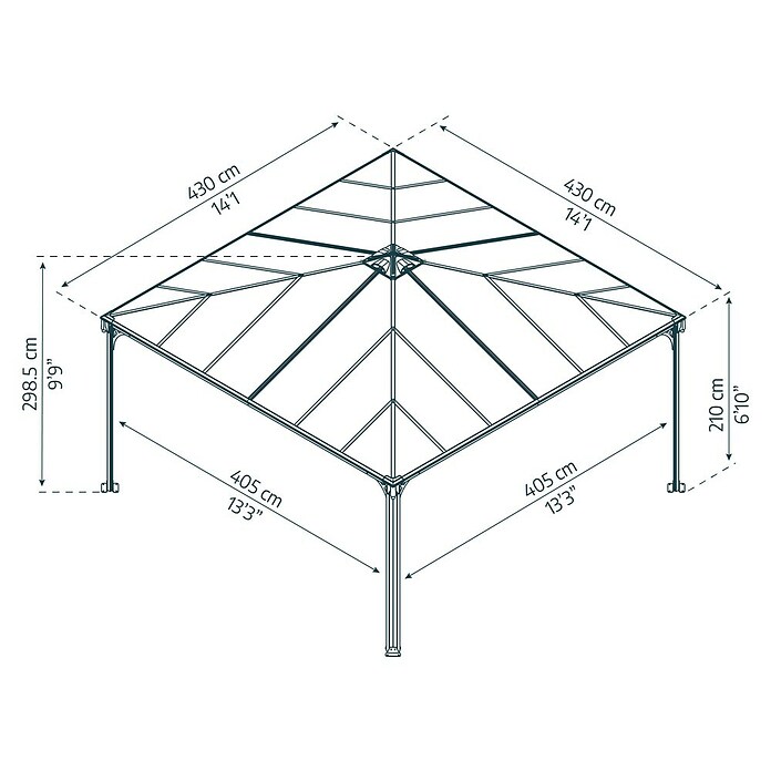 Palram Pavillon Palermo 4300 (429 x 429 x 298 cm, Anthrazit)