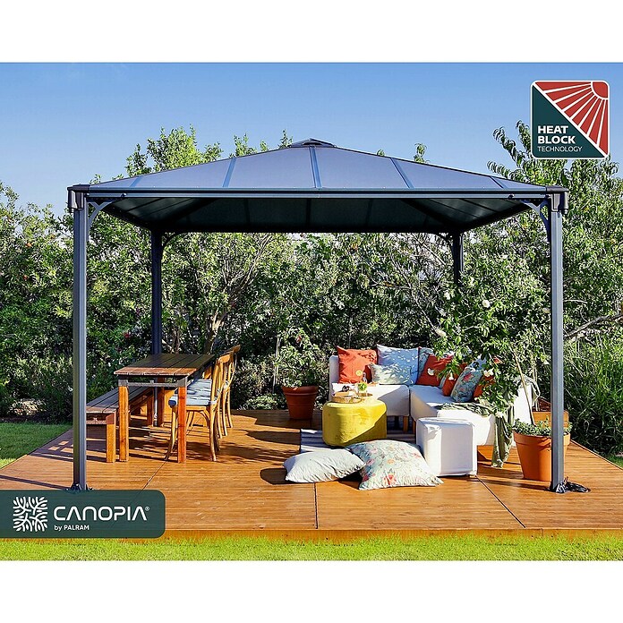 Palram Pavillon Palermo 3600 (3,6 x 3,6 x 2,95 m, Anthrazit)