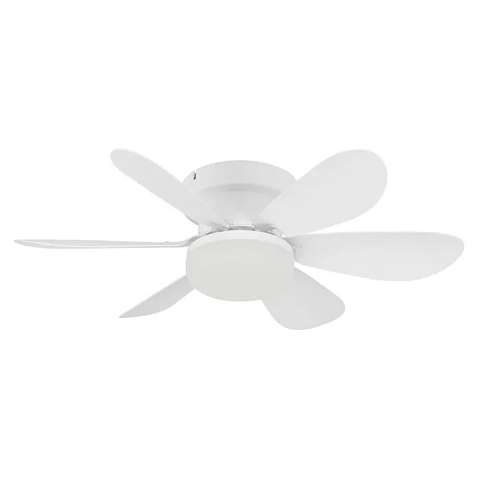Eglo Ventilador de techo Clovelly - Blanco, 52 cm, 12 W, Blanco cálido - Ventilador de techo blanco con seis aspas y luz integrada.