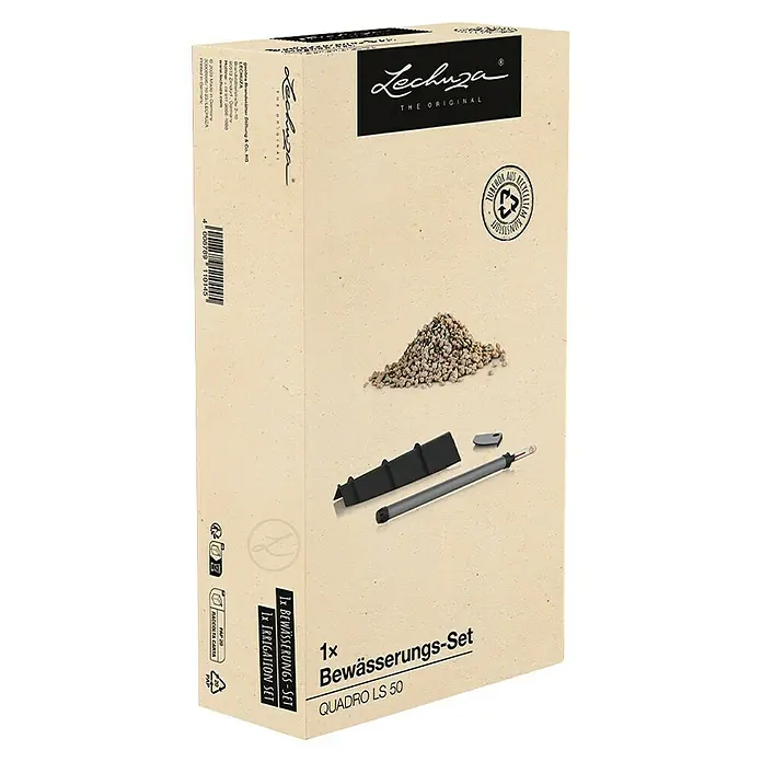 Lechuza Bewässerungs-Set Quadro LS - Kunststoff, Passend für: Quadro LS 50 - Lechuza Bewässerungs-Set in einer naturfarbenen Kartonverpackung, mit Granulat, Wasserstandsanzeiger und Drainagebauteil.