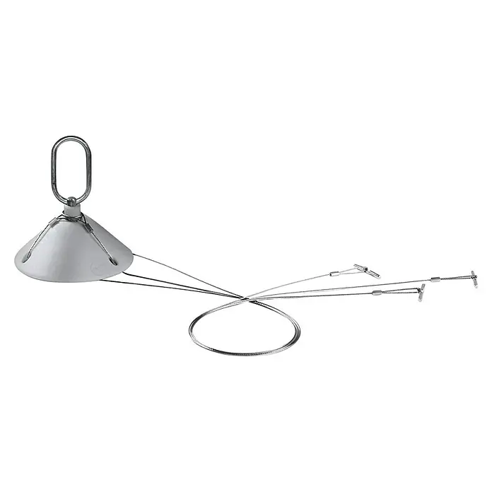 Lechuza Aufhängung Überlauf - Länge: 12,7 cm, Edelstahl, Grau, Passend für: Nido 28, 36 / Bola 23, 32 - Matter silberner konischer Aufhängesockel mit Metallring und mehreren Stahlseilen mit Verbindungsstücken.
