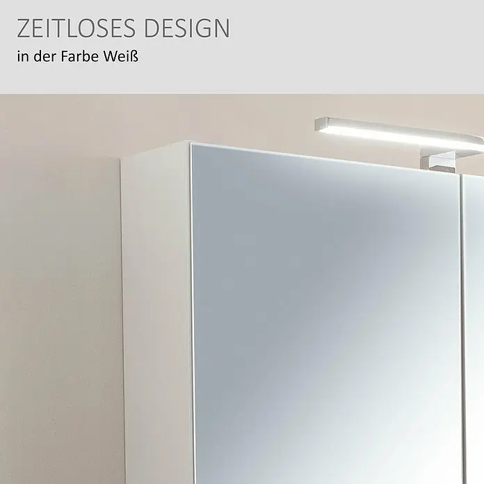 Camargue Curve LED-Spiegelschrank - B x H: 80 x 79,8 cm, Weiß - Weißer Spiegelschrank mit integrierter LED-Beleuchtung.