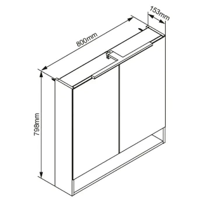Camargue Curve LED-Spiegelschrank - B x H: 80 x 79,8 cm, Weiß - Zweitüriger Schrank mit Plattenausschnitt, 800mm breit, 798mm hoch, 153mm tief.