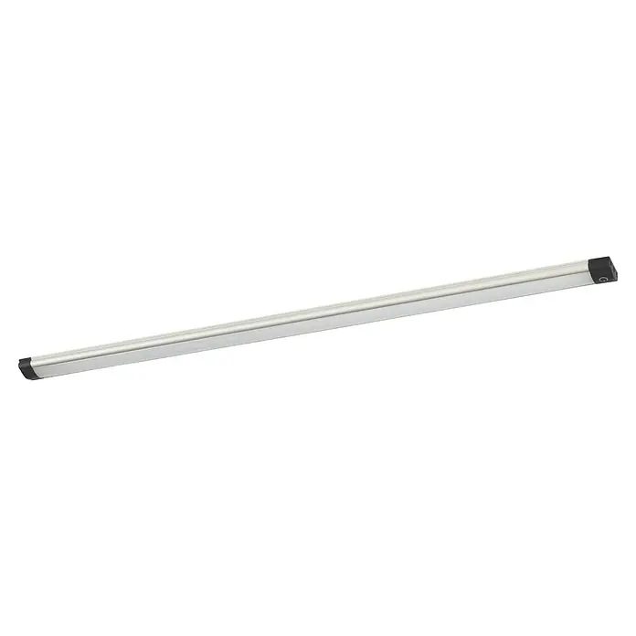 Eglo Lámpara LED bajo mueble Lerca - L x An x Al: 57 x 2,5 x 1,1 cm - Tira de luz LED lineal gris plateado con tapas negras y símbolo de encendido.