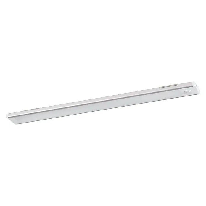 Eglo Lámpara LED bajo mueble Benasco - L x An x Al: 37 x 4 x 0,9 cm - Barra de luz LED rectangular blanca para debajo del armario, con detalles plateados y sensor de movimiento integrado.
