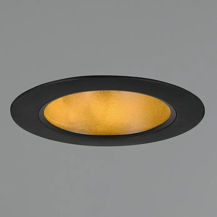 Trio Lighting Foco LED empotrable Virunga - 6 W, Blanco cálido, Diámetro: 12 cm, Negro - Foco empotrable redondo negro con una fuente de luz dorada cálida.