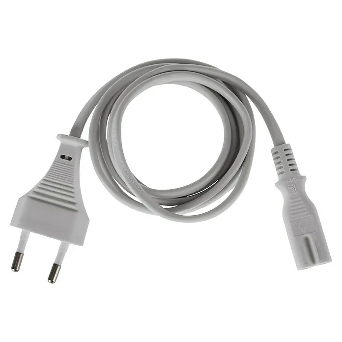 Eglo Cable de alimentación Stracca - Blanco, Largo: 120 cm - Cable de alimentación blanco enrollado con enchufe Europlug y conector C7.