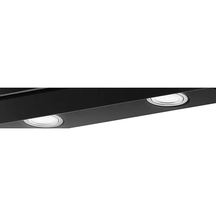PKM Schräghaube S22-45BBPY - Breite: 44,5 cm, Max. Gebläseleistung Abluftbetrieb: 326 m³/h, Schwarz - Schwarze Geräteunterseite mit zwei integrierten weißen LED-Leuchten.