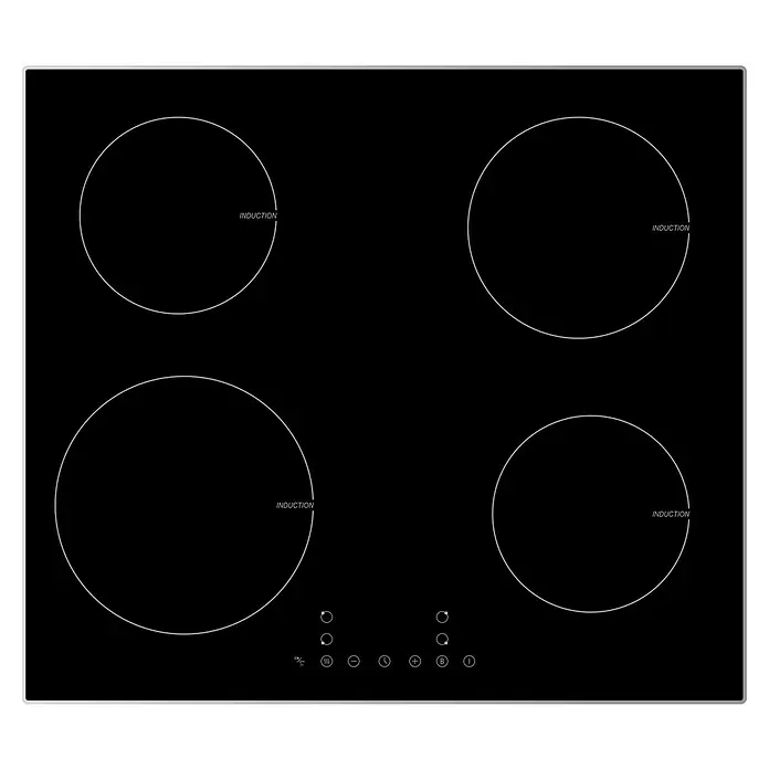 PKM Kochfeld IN4BGN - L x B: 52 x 59 cm, Anzahl Induktionskochstellen: 4 Stk. - Schwarzes Induktionskochfeld mit vier Kochzonen und Touch-Bedienelementen.