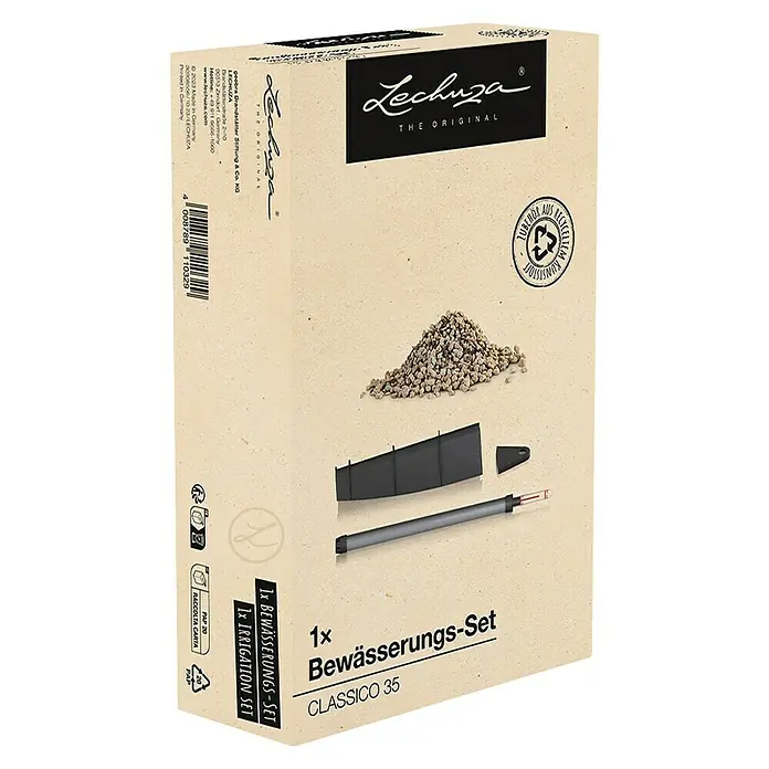 Lechuza Bewässerungs-Set Classico - Kunststoff, Passend für: Classico 35 - Lechuza Classico 35 Bewässerungs-Set in beigem Karton, mit Granulat, Bewässerungseinsatz und Wasserstandsanzeiger.