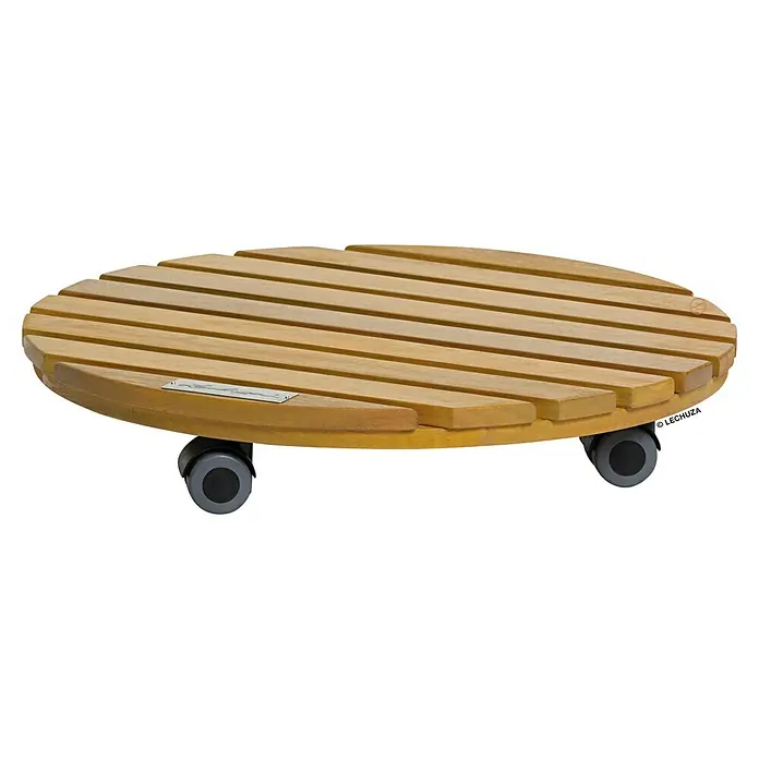 Lechuza Palo Pflanzenroller Natural Wood - Ø x H: 40 x 7 cm, Holz, Holz - Runder heller Holz-Pflanzenroller mit Lamellen und Rollen.