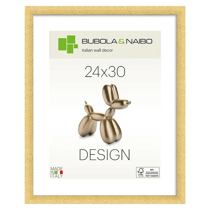 Bubola & Naibo Holzrahmen Maya - 24 x 30 cm, Gold - Goldfarbener Bilderrahmen mit texturierter Oberfläche. Ideal für Fotos oder Kunstwerke.