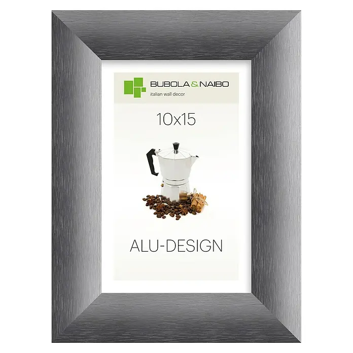 Bubola & Naibo Alurahmen Alu-Design II - Bildformat: 10 x 15 cm, Anthrazit - Bilderrahmen aus gebürstetem Aluminium, silberfarben.