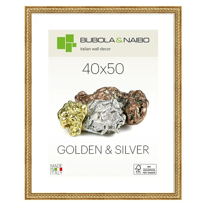 Holzrahmen Iris - 40 x 50 cm, Gold - Verzierter goldener Bilderrahmen