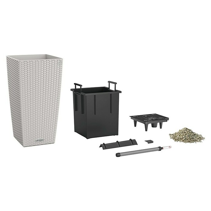 Lechuza Cottage Pflanzsäule eckig Cubico (Außenmaß (L x B x H): 30 x 30 x 56,5 cm, Kunststoff, Lichtgrau) | BAUHAUS