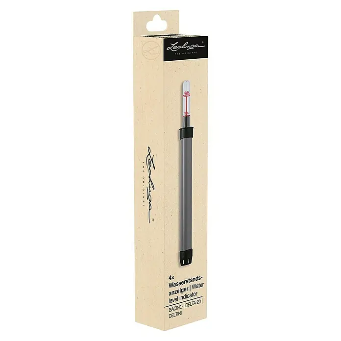 Lechuza Wasserstandsanzeiger - Kunststoff, Passend für: Deltini / Delta 20 - Lechuza Wasserstandsanzeiger in Verpackung, grau-schwarz, mit 'max'/'min' Markierung. Für Bacino, Delta 20, Deltini.