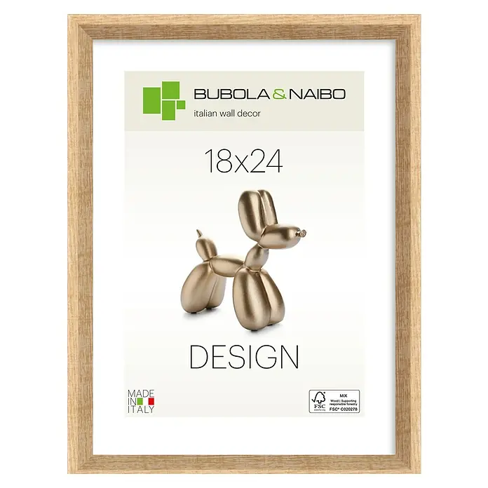 Bubola & Naibo Holzrahmen Olinda - 18 x 24 cm, Eiche - Bilderrahmen aus hellem Holz mit schlichtem Design.