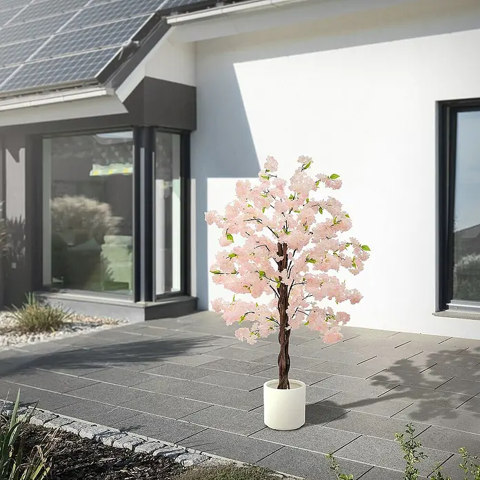 ML-Design Kunstpflanze Künstliche Pflanze für Wohnräume & Garten dekorative Zimmerpflanze - Blütenfarbe: Rosa, Textil