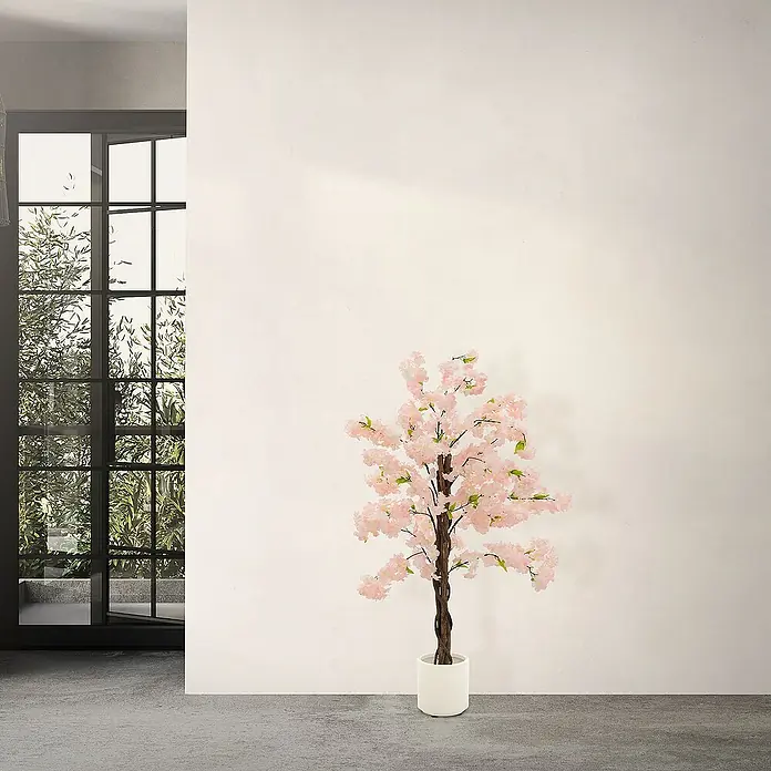 ML-Design Kunstpflanze Künstliche Pflanze für Wohnräume & Garten dekorative Zimmerpflanze - Blütenfarbe: Rosa, Textil