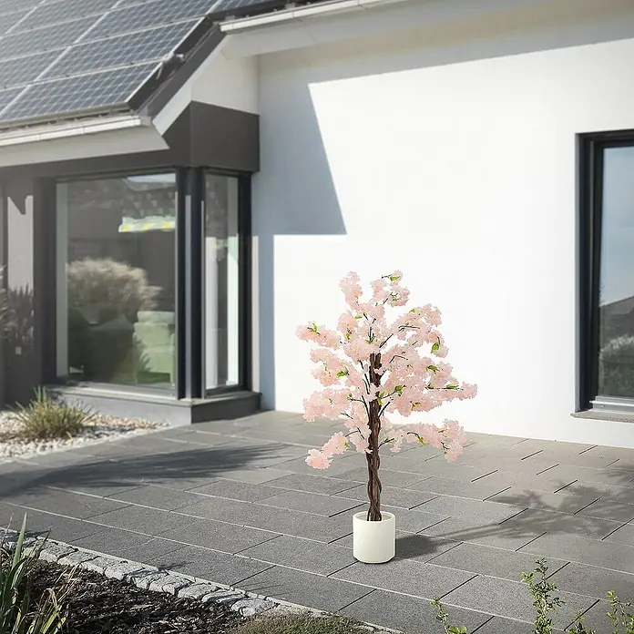 ML-Design Kunstpflanze Künstliche Pflanze für Wohnräume & Garten dekorative Zimmerpflanze - Blütenfarbe: Rosa, Textil