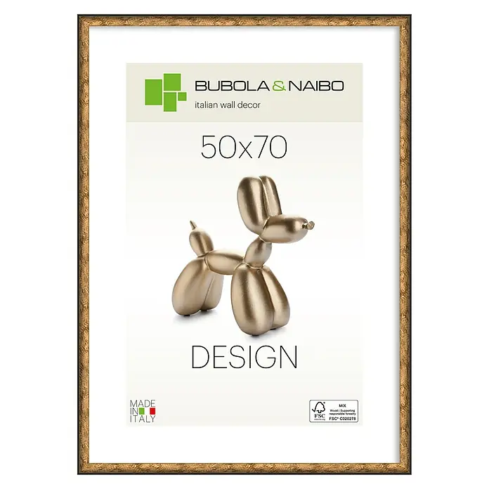 Bubola & Naibo Holzrahmen Linda - 50 x 70 cm, Bronze - Goldfarbener Bilderrahmen mit strukturierter Schlangenhautmusterung.