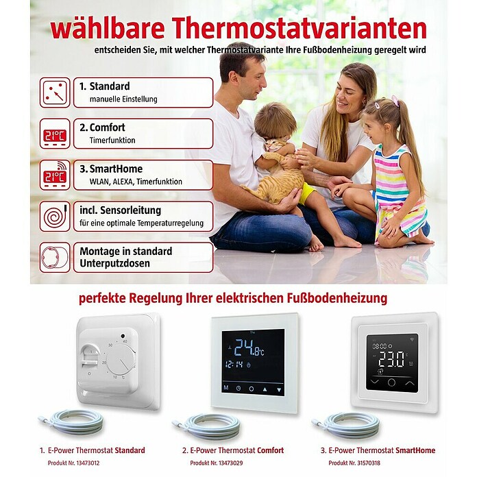 Admiral E-Power Fußbodenheizung Comfort (L x B: 8 x 0,5 m, Beheizbare Fläche: 4 m², 600 W) | BAUHAUS