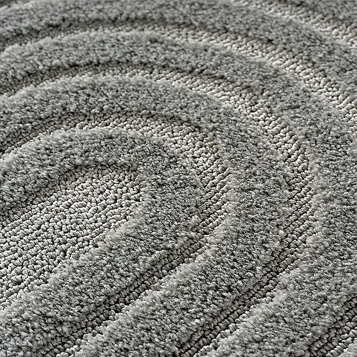 Kurzflorteppich Art 1122 - Silber, 170 x 120 cm, 100 % Polypropylen - Weicher grauer Teppich mit Hochflor und erhabenen, wirbelnden Mustern.
