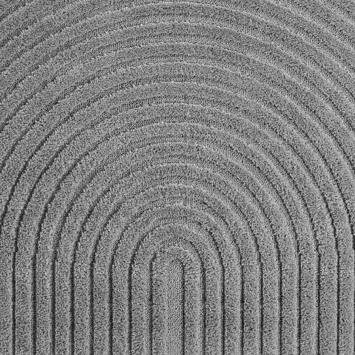 Kurzflorteppich Art 1122 - Silber, 170 x 120 cm, 100 % Polypropylen - Graue strukturierte Matte mit erhabenem konzentrischem Bogenmuster.