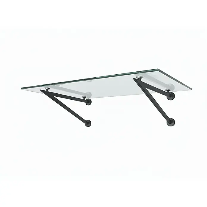 Glaszentrum Hagen Vordach 170x90 cm Glasvordach Klar RAL7016-V - 
