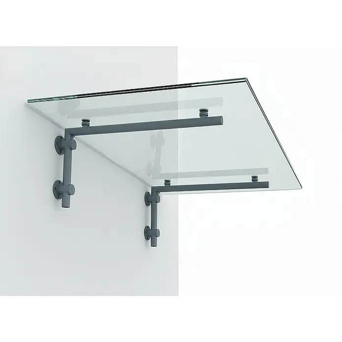 Glaszentrum Hagen Vordach 140x90 cm Glasvordach Klar RAL7016-L - 