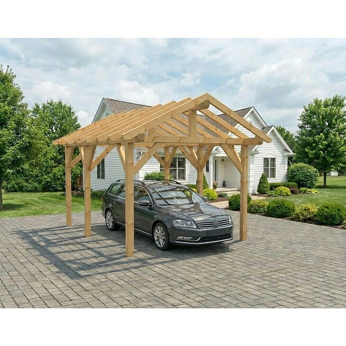 Carport Abies (Satteldach, Carport geeignet für: PKWs, Länge: 6 m, Einfahrtsbreite: 3 m) | BAUHAUS