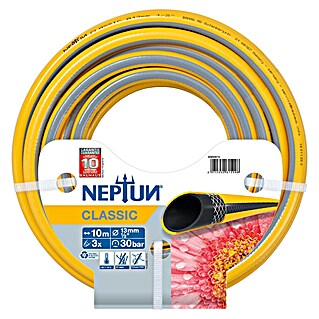 Neptun Classic Gartenschlauch (Länge: 10 m, Schlauchdurchmesser: 13 mm, ½″, Gelb/Grau)