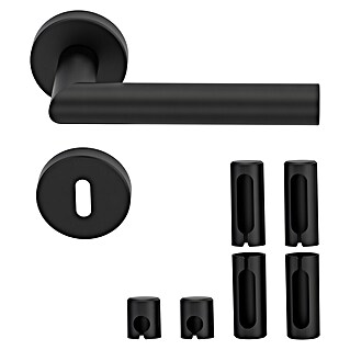 Diamond Doors Zimmertürgarnitur Black Panther L-Form Premium PVD (Edelstahl, Schwarz, BB - Buntbart, Stärke Tür: 38 mm - 45 mm, L-Form)