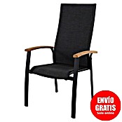 Sunfun Melina Sillón de jardín Melina (An x Pr x Al: 63 x 68 x 111 cm, Negro, Teca/Textiles/Aluminio, Apilable) | BAUHAUS