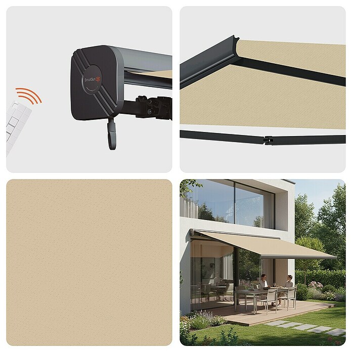 SmartSun Toldo con motor Dark Dune (Beige, Ancho: 3,95 m, Caída: 3 m) | BAUHAUS