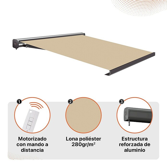 SmartSun Toldo con motor Dark Dune (Beige, Ancho: 3,95 m, Caída: 3 m) | BAUHAUS