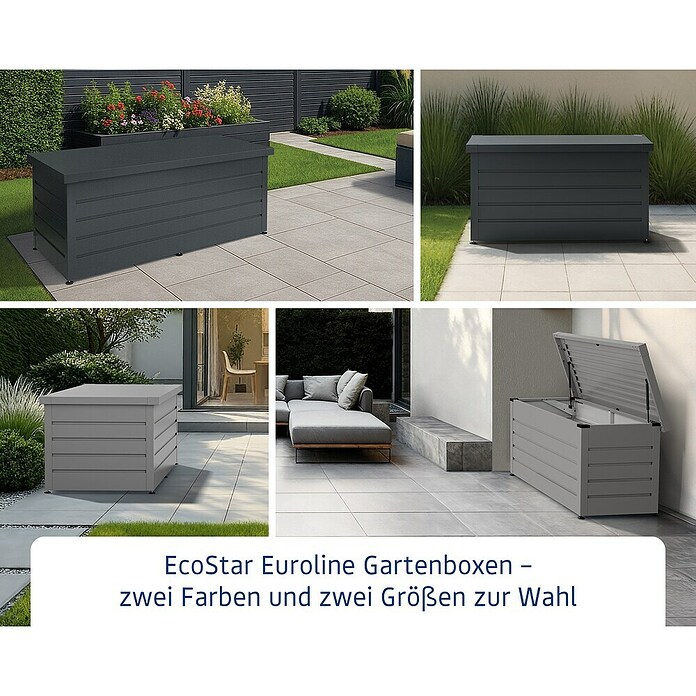 EcoStar Euroline Gartenbox Euroline 1620 (H x B x T: 87,2 x 166 x 72,5 cm, Grau, Stahl) | BAUHAUS