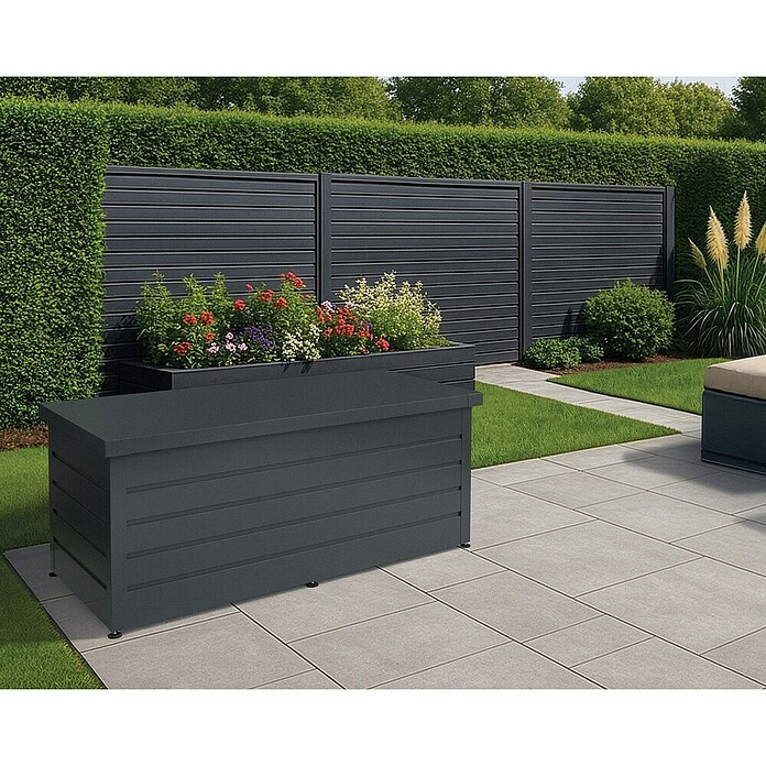 EcoStar Euroline Gartenbox Euroline 1620 (H x B x T: 87,2 x 166 x 72,5 cm, Anthrazit, Stahl) | BAUHAUS