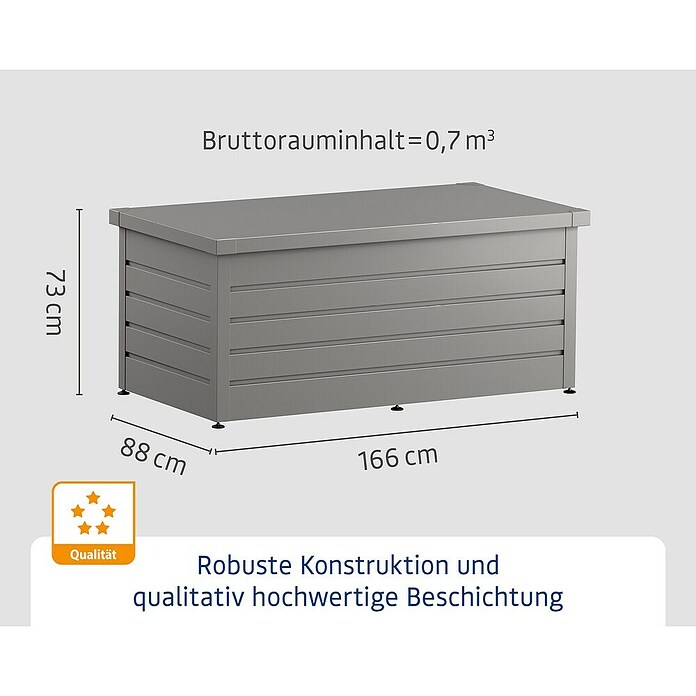 EcoStar Euroline Gartenbox Euroline 1620 (H x B x T: 87,2 x 166 x 72,5 cm, Grau, Stahl) | BAUHAUS