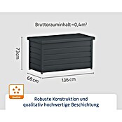 EcoStar Euroline Gartenbox Euroline 1320 (H x B x T: 72,5 x 136 x 67,2 cm, Anthrazit, Stahl) | BAUHAUS