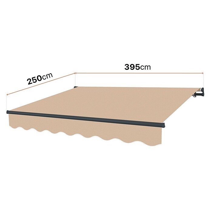 SmartSun Toldo con motor Dark Easy Lite (Beige, Ancho: 3,95 m, Caída: 2,5 m) | BAUHAUS