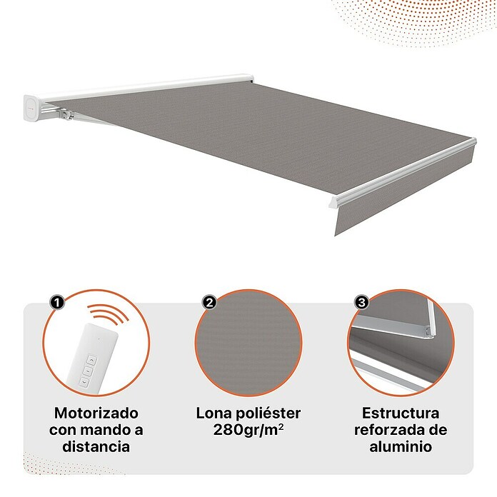 SmartSun Toldo con motor WiFi Vivant (Gris, Ancho: 3,95 m, Caída: 3 m) | BAUHAUS