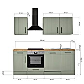 Respekta Küchenzeile Anton Typ 1 (Breite: 220 cm, Schilfgrün, Mit Elektrogeräten) | BAUHAUS