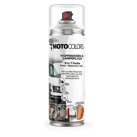 MotoColors  Farbspray MotoWohnwagen & Camperlack 3 in 1 Sprühfarbe 400ml Schwarz Matt