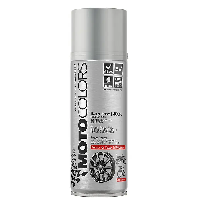 MotoColors Farbspray MotoSpraylack Ralley 400ml Sprühfarbe Felgensilber - Felgensilber, Sprühdose