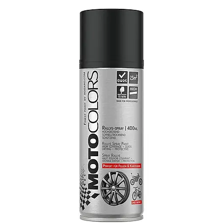MotoColors  Farbspray MotoSpraylack Ralley 400ml Sprühfarbe Schwarz Matt