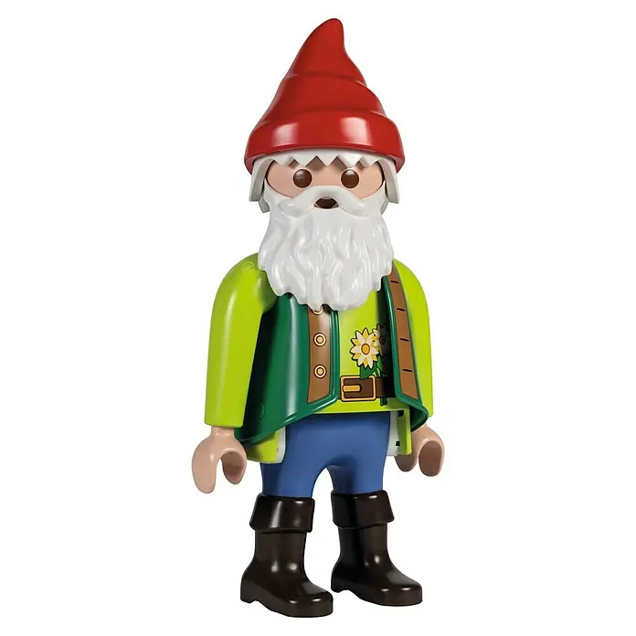 Lechuza Dekofigur XXL Gartenzwerg - L x B x H: 27,5 x 33,4 x 68 cm, Kunststoff - Playmobil Gartenzwerg-Spielfigur mit roter Mütze, weißem Bart, grüner Weste und blauer Hose.